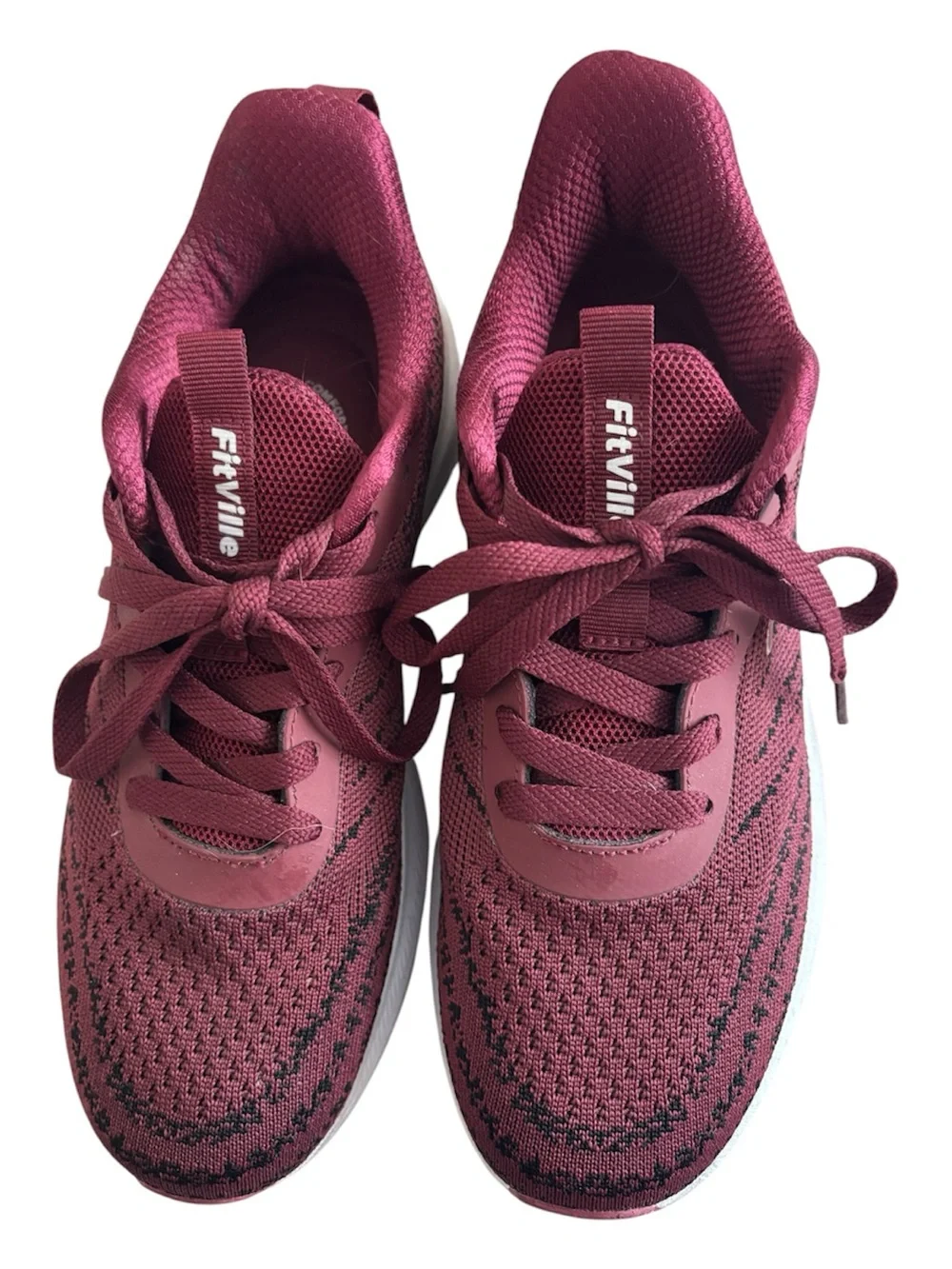 Fitville Burgundy Knit Lace-Up Sneakers 8.5